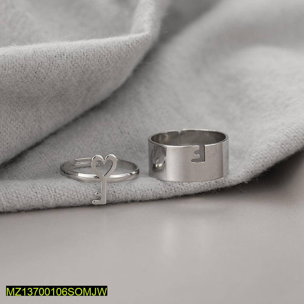 2 Pcs Trendy Lock And Key Rings